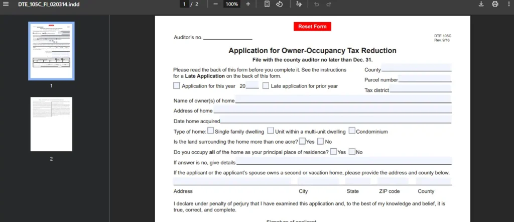 Owner-Occupancy Tax Reduction