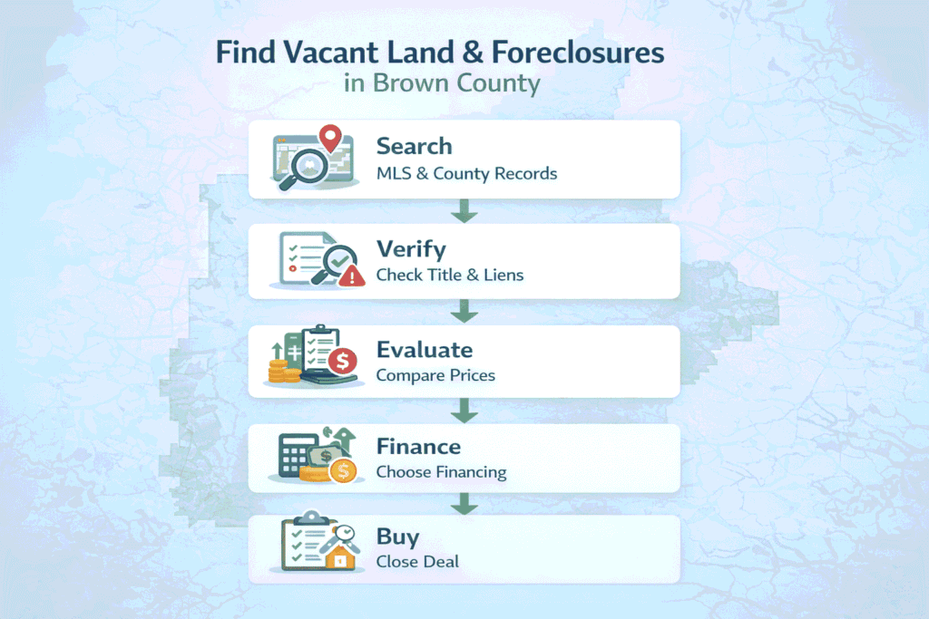 How to find Fore Closed & Vacant Land in Brown County